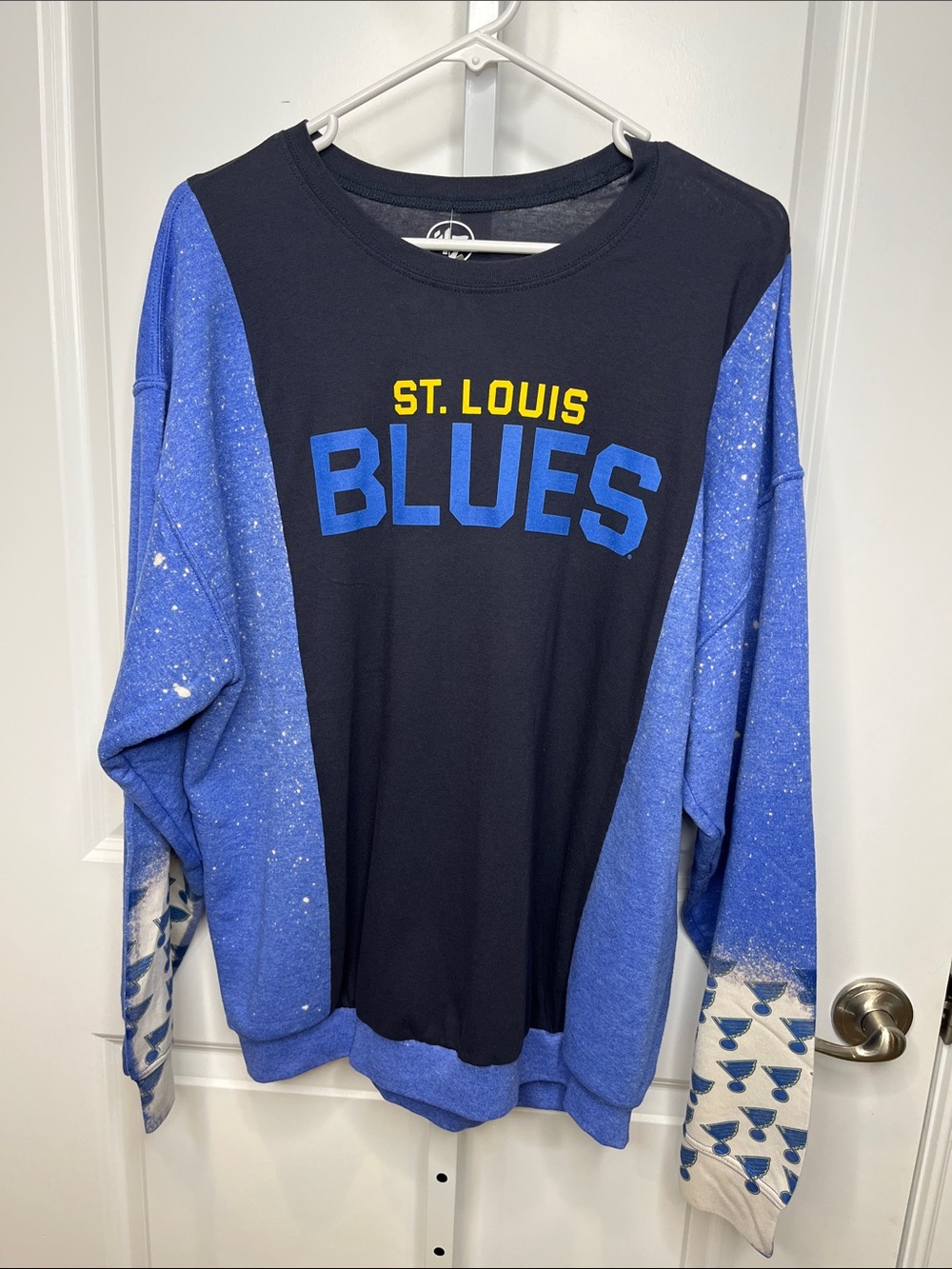Upcycled St Louis Blues Hockey One-of-a-Kind Men’s Pullover OSFM Unisex